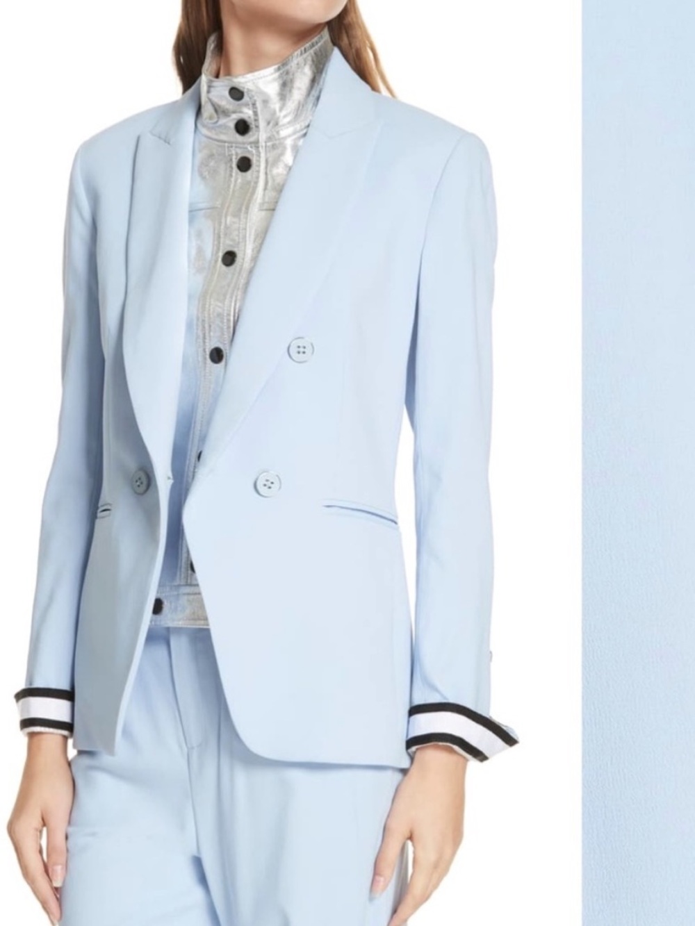 Veronica Beard Blazer Aros Dickey Jacket Baby Blue Double Breasted Size 6 $675